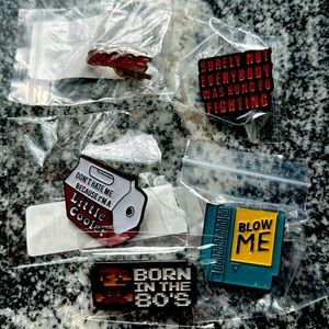 5PCS 80’s retro enamel jacket pins brooch Mario brothers fashion jewelry funny